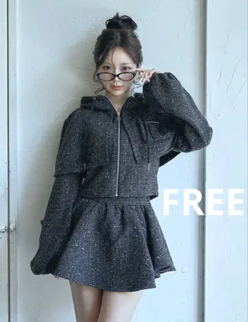 Darich 다리치 라메 트위드 후드티 셋업 블랙 BLK