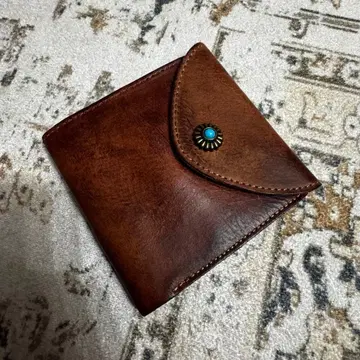 워시드 레더 소가죽 갈색 브라운 미들 3단 폴더형 남성용 천연 가죽 지갑