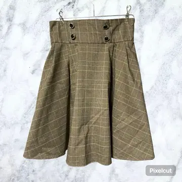50240 올리브 데 올리브 하이웨스트 체크 무늬 스커트 M 구제 의류