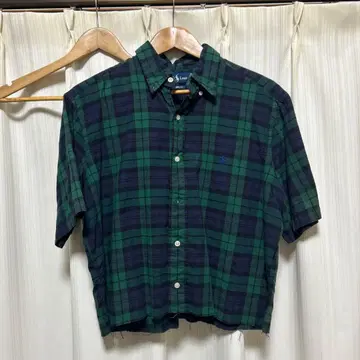 랄프 로렌 체크 셔츠 짧은 기장