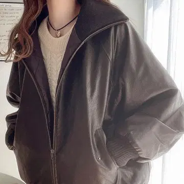 JaVa 자바 콜라보 리브 터틀 페이크 가죽 오버 사이즈 자켓