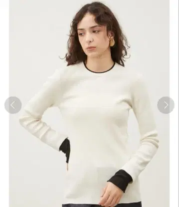 미사용 Mila Owen 바이컬러 소매 레이어드 리브 니트