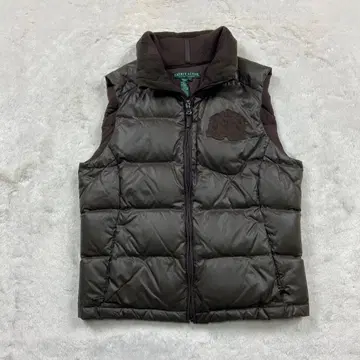 랄프 로렌 다운 베스트 XS 다크 브라운 엠블럼 와펜 로고