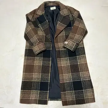 CORNERS 체크 무늬 롤업 소매 롱 코트