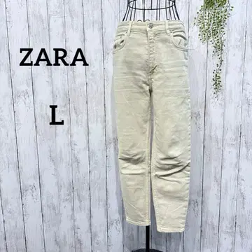 자라 테이퍼드 팬츠 L 스트레치 슬림 앵클 기장 천연 아이보리