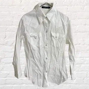 라샹브르도인에 커터 셔츠 7부 소매 면100 버튼 포켓 심플