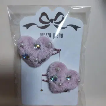 메조피아노 통통 하트 펄 헤어포니 2개 세트 (머리끈)