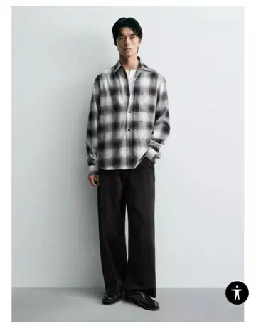 ZARA 텍스처 플란넬 셔츠 사이즈 M (40)