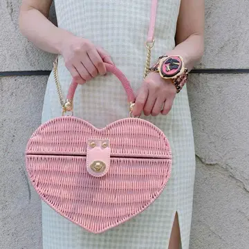 RoseMarie seoir 핑크 하트형 바스켓백