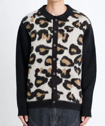 BADWAY 레오파드 무늬 니트 가디건 M