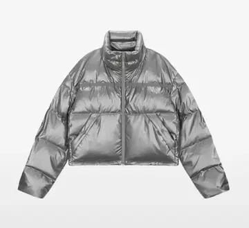 실버 크롭 다운 자켓