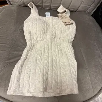 무인양품 코튼 혼방 복슬복슬 니트 브라 탱크탑 케이블 무늬 M