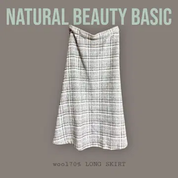 NATURAL BEAUTY BASIC 울 70% 무릎 아래 롱 스커트