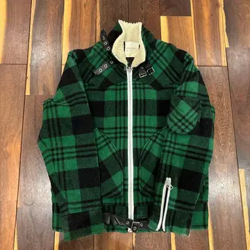 Walls 그린과 블랙 체크 무늬 점퍼