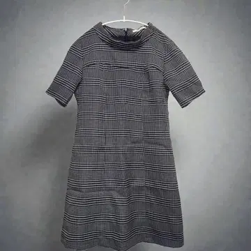 REDYAZEL 반팔 미니 원피스 체크 무늬