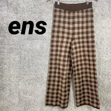 17 ens 이지 브라운 체크 무늬 니트 팬츠 와이드 브라운 하의