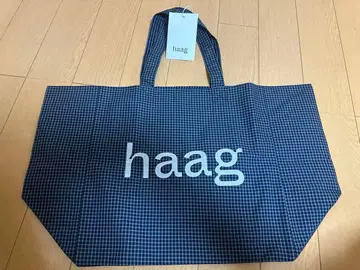 [새상품] haag 체크 무늬 토트백 네이비 한국