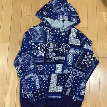 폴로 랄프 로렌 후드티 160 S 후디 반다나 패턴 네이비 새상품급