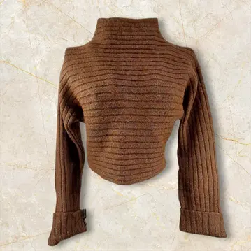 OPENING CEREMONY 가로 리브 편직 크롭 니트 하이넥