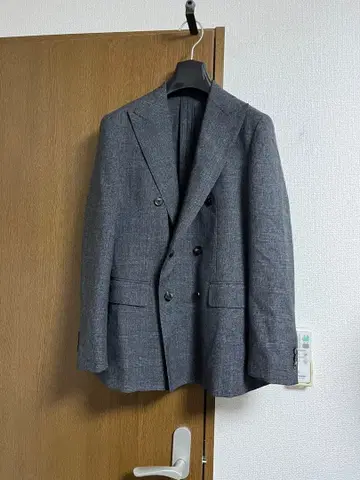 수트 스퀘어 유니버설 랭귀지 더블 자켓 그레이 체크 새상품급