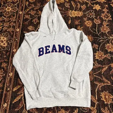 BEAMS 그레이 후드 부착 후드티
