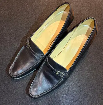 REGAL 블랙 가죽 로퍼 중간 힐