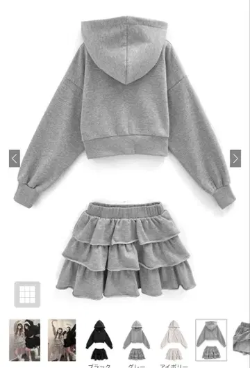 GRL 지퍼 후드티 x 프릴 미니 스커트 맨투맨 셋업