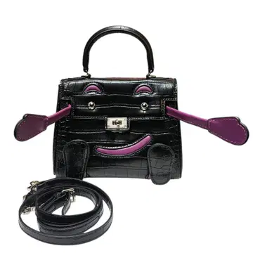 유니크 디자인 숄더백 블랙 보라색