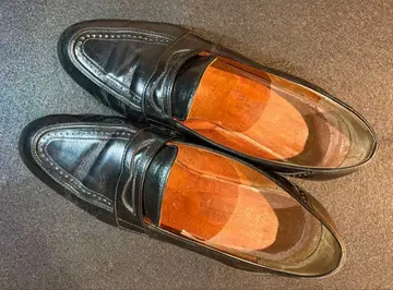 블랙 가죽 로퍼 중간 힐