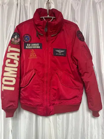 아비렉스 탑건 플라이트 자켓 2XL 빨간색