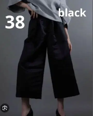 [ 완판 인기 ] heve 새틴 플레어 가우초 팬츠 검정 블랙 38