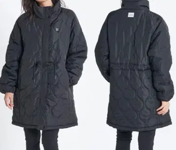 블랙 퀼팅 롱 코트