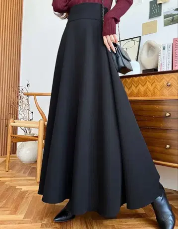 조젯 하이웨스트 스커트 L 블랙 새상품