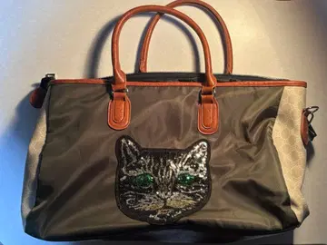 고양이 자수 보스턴 백