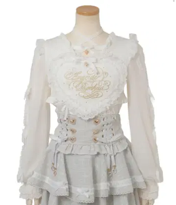 리즈리사 프릴 하트 리본 슬리브 상의 화이트