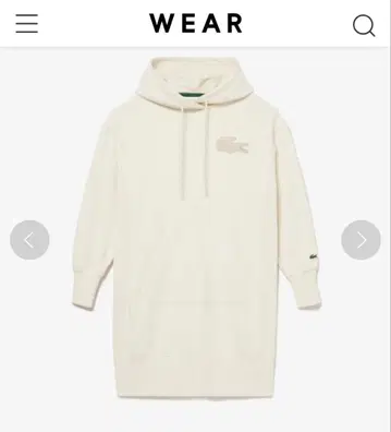 2회 착용만, LACOSTE 화이트 후드 부착 드레스