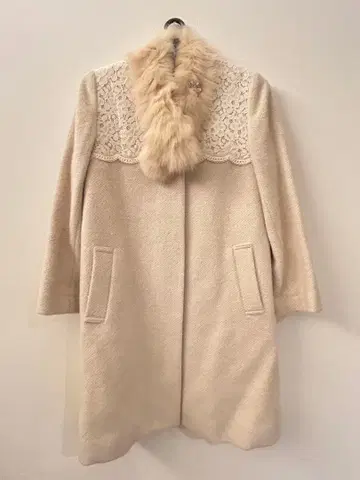 Anatelier 레이스 울 코트 베이지 양모 쿠미쿄쿠 쁘띠