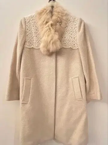 Anatelier 레이스 울 코트 베이지 양모 쿠미쿄쿠 쁘띠