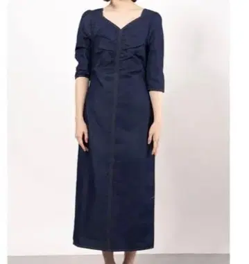 란다 데님 개더 스트레치 원피스