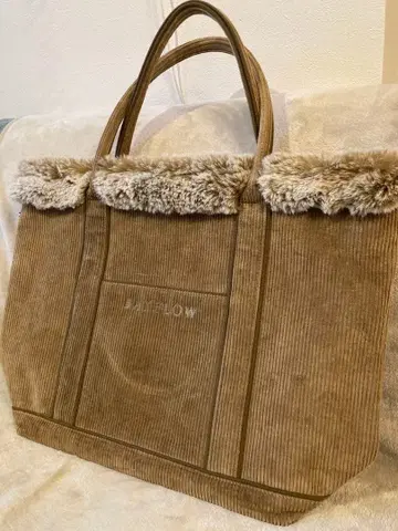 BAYFLOW 코듀로이 퍼 토트백 L 사이즈