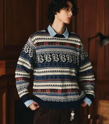 블레메 3D 자카드 클래식 페어아일 울 니트