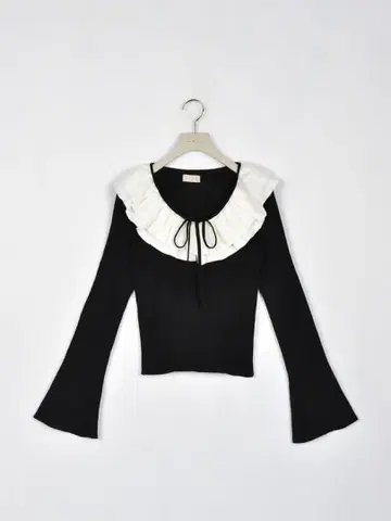 An MILLE 프릴 칼라 크로스 니트 블랙