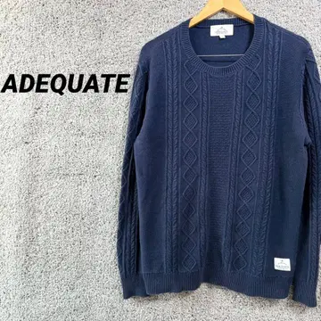 3443 아디쿠와트 긴팔 니트 스웨터 뜨개질 상의 네이비 L