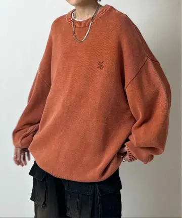 빈티지 스타일 빅 실루엣 자수 레트로 풀오버 니트 ills