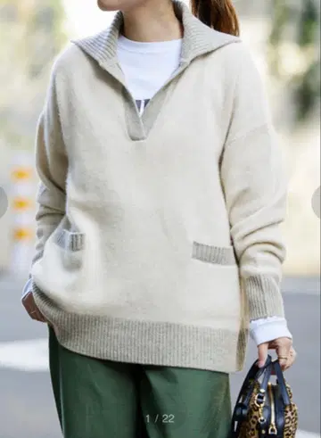 저널 스탠다드 GRADUS 폭스 네이비 폴로 풀오버 니트