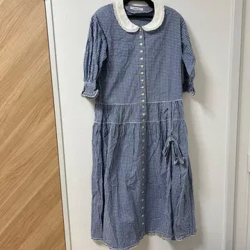 wonderful world 깅엄 체크 원피스(파랑)