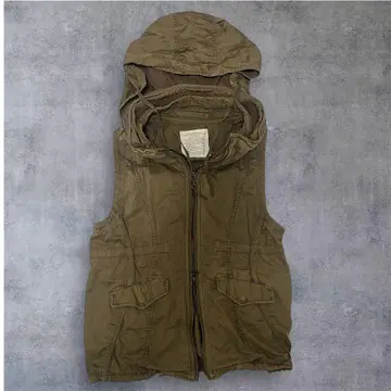 후드 부착 올리브 나일론 베스트