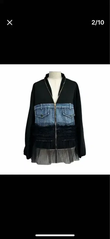 조우 고양이 채널 미사용 새상품 블랙 데님 집업 자켓