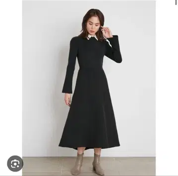 화이트 카라 니트 원피스 snidel