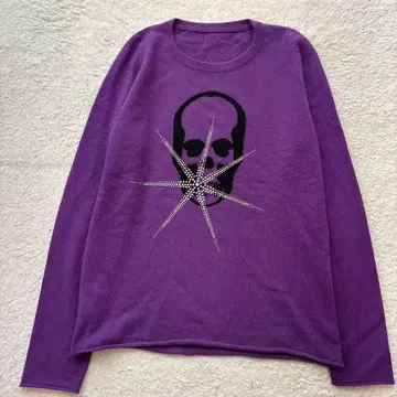 루시앙페라피네 스컬 패턴 캐시미어 니트 큐빅 퍼플